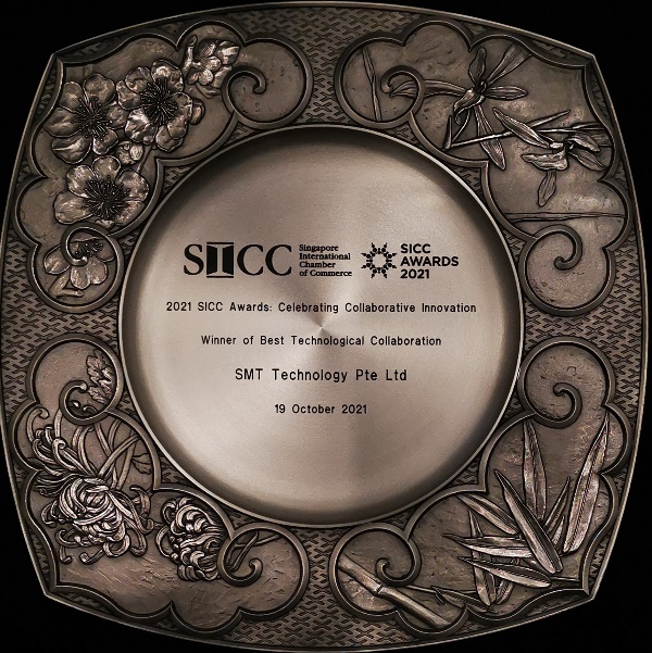 SMT Technology's 2021 SICC Best Technological Collaboration award plaque